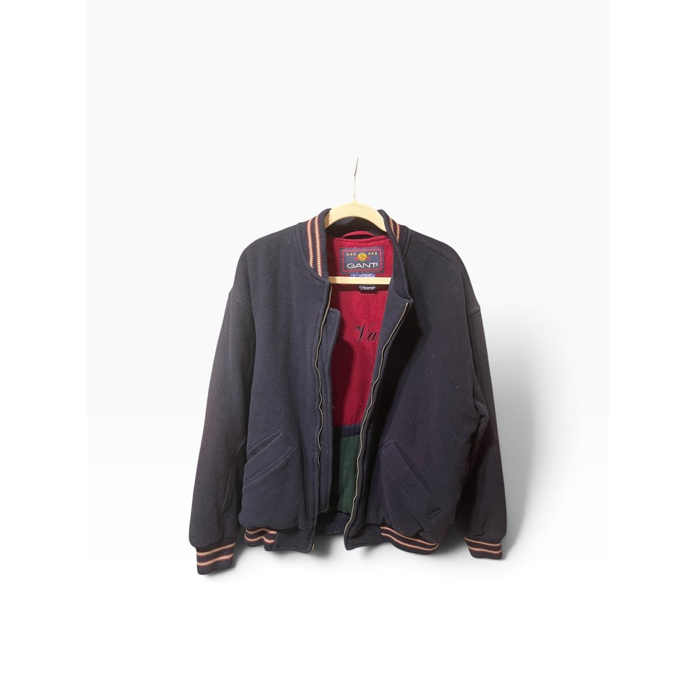 VTG 90s GANT Europe Wool Cashmere Varsity Bomber Jacket Men Large Back Crest